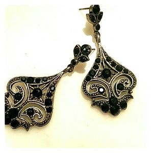 Vintage black and gunmetal earrings